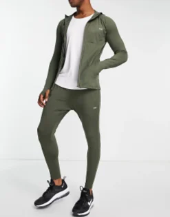 4505 Mb Quick Dry Muscle Fit Hoodie And Super Skinny Jogger In Khaki