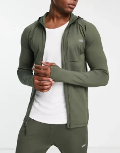 4505 Mb Quick Dry Muscle Fit Hoodie And Super Skinny Jogger In Khaki