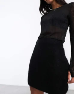 & Other Stories Fluffy Yarn Wool Blend Mini Skirt In