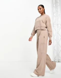 4505 Petite Washed Wide Leg Jogger With Combat Pocket