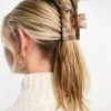 Accessorize Rectangle Marbled Claw Clip In Pink