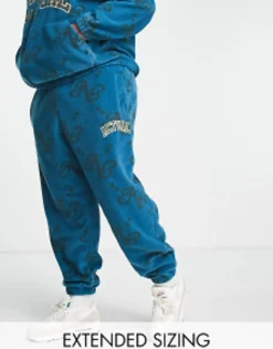 Actual Co-Ord Relaxed Polar Fleece Joggers With All Over Print And Applique Logo In