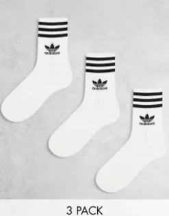 Adidas Originals 3 Pack Mid Cut Socks In