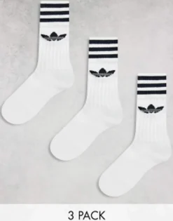 Adidas Originals Adicolor Trefoil 3 Pack Crew Socks In