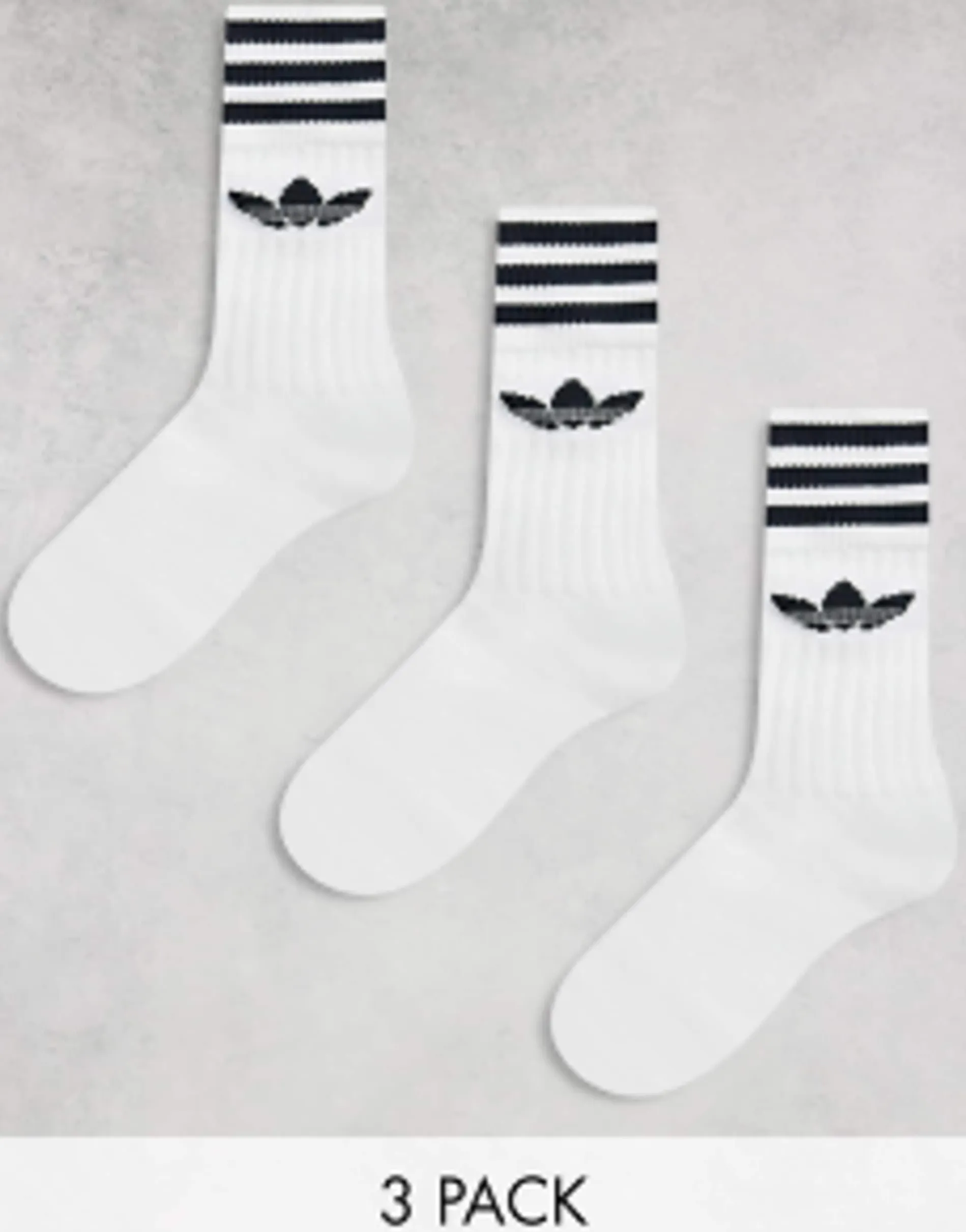 Adidas Originals Adicolor Trefoil 3 Pack Crew Socks In