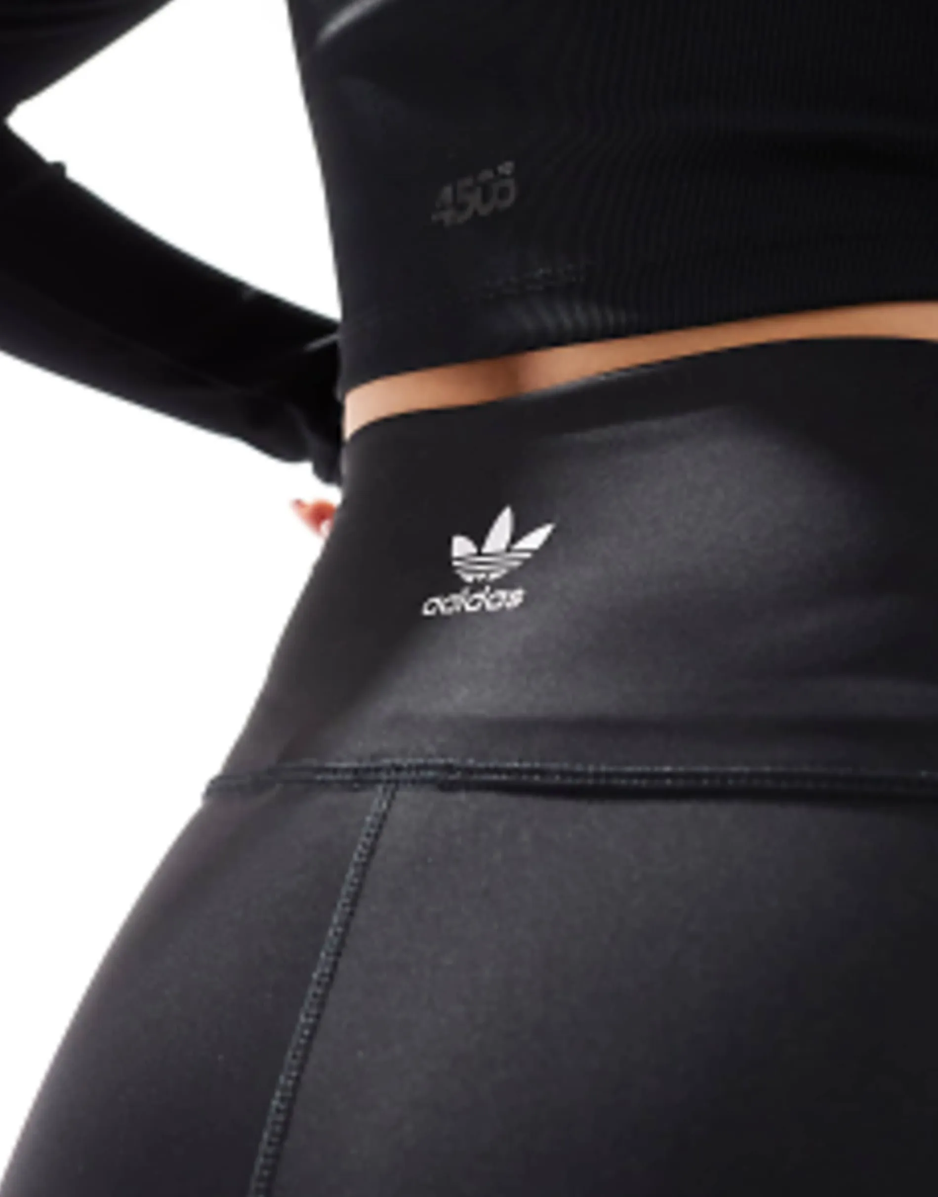 Adidas Originals Adicolor Three Stripe High Waisted Legging Shorts In