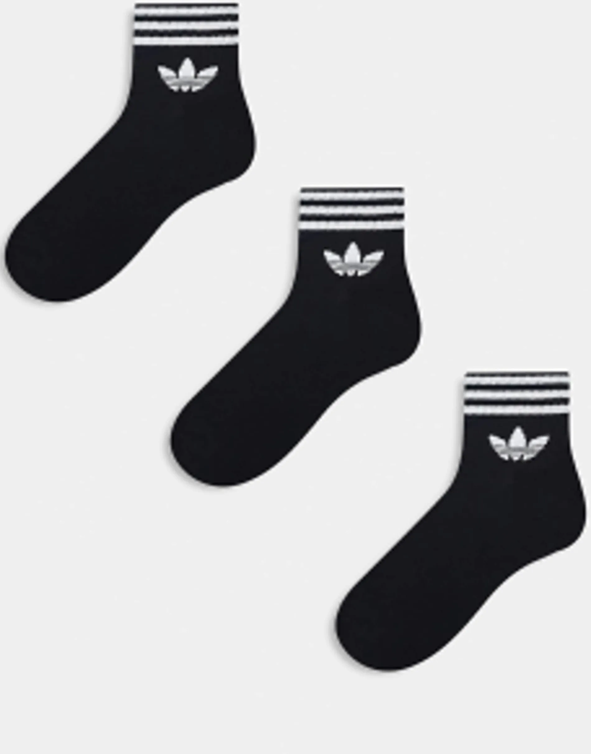 Adidas Originals Adicolor Trefoil 3 Pack Ankle Socks In