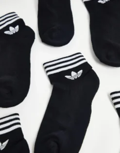 Adidas Originals Adicolor Trefoil 3 Pack Ankle Socks In