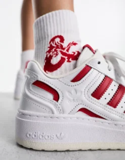 Adidas Originals Forum Xlg Platform Trainers In And Red