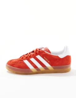 Adidas Originals Gazelle Indoor Trainers In Red With Gum Sole