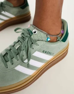 Adidas Originals Gazelle Bold Platform Trainers In With Gum Sole