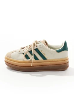 Adidas Originals Gazelle Bold Platform Trainers In /Green With Gum Sole