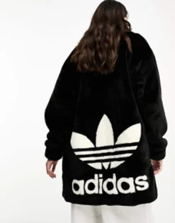 Adidas Originals 'Neutral Court' Faux Fur Coat With Trefoil In