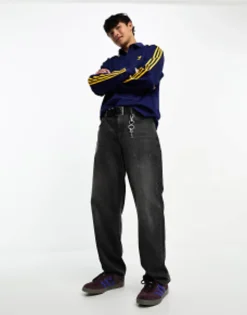 Adidas Originals Superstar Long Sleeve Polo Shirt In Navy