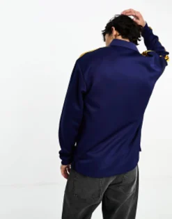Adidas Originals Superstar Long Sleeve Polo Shirt In Navy