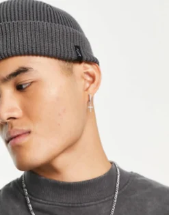 Adpt Ribbed Fisherman Beanie In Dark Grey