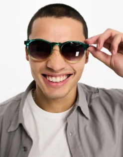 Aj Morgan Grad School Retro Round Festival Sunglasses In Two-Tone