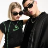 Aj Morgan Rectangle Sunglasses In With Gold Trims
