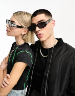 Aj Morgan Rectangle Sunglasses In With Gold Trims
