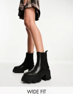 Aldo Wide Fit Talanariel Chunky Ankle Boots In Leather