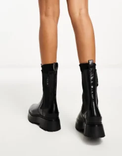 Allsaints Amber Leather Chunky Tall Chelsea Boots In