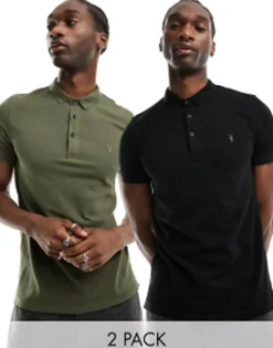 Allsaints Reform 2-Pack Polo Shirts In Multi