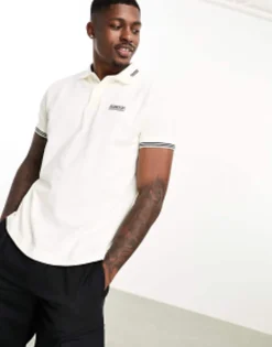 Barbour International Essential Tipped Short Sleeve Polo Shirt In Off White