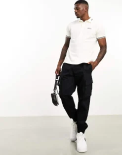 Barbour International Essential Tipped Short Sleeve Polo Shirt In Off White