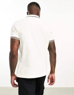 Barbour International Essential Tipped Short Sleeve Polo Shirt In Off White