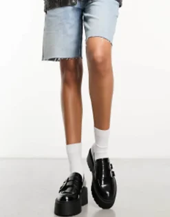 Bershka Chunky Loafer With Buckle Detail In