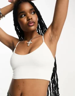Bershka Slinky V-Neck Cami Top 2 Pack In Red & White
