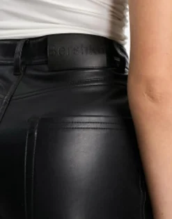 Bershka Straight Leg Faux Leather Trousers In