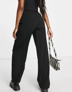 Bershka Wide Leg Slouchy Dad Tailored Trousers In