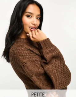 Brave Soul Petite Tokyo Oversized Cable Knit Jumper In