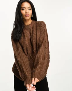 Brave Soul Petite Tokyo Oversized Cable Knit Jumper In
