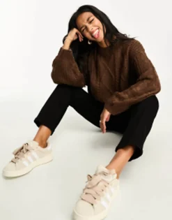 Brave Soul Petite Tokyo Oversized Cable Knit Jumper In
