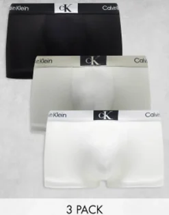 Calvin Klein Ck 96 3 Pack Cotton Low Rise Trunks In Multi