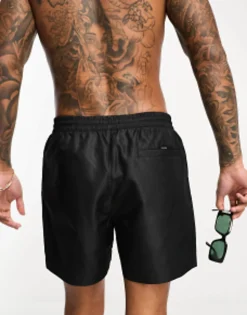 Calvin Klein Core Logo Tape Short Drawstring Swim Shorts In