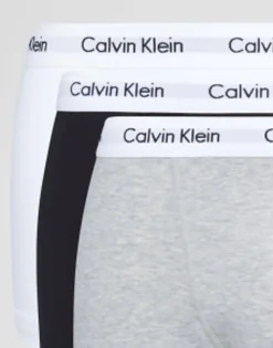 Calvin Klein Cotton Stretch 3-Pack Trunks In Black,White And Grey
