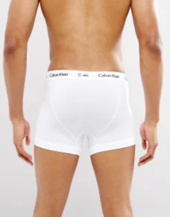 Calvin Klein Cotton Stretch 3-Pack Trunks In Black,White And Grey