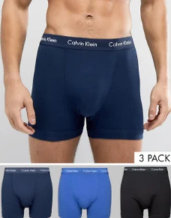 Calvin Klein Cotton Stretch 3 Pack Trunks In Multi