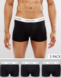 Calvin Klein Cotton Stretch 3 Pack Low Rise Trunks In