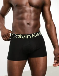 Calvin Klein Future Shift Trunk In Black With Green Logo Waistband
