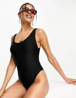 Calvin Klein Intense Power Rib Scoop Back Swimsuit In