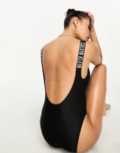 Calvin Klein Intense Power Rib Scoop Back Swimsuit In
