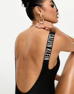 Calvin Klein Intense Power Rib Scoop Back Swimsuit In