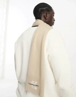 Calvin Klein Jeans Embroidered Scarf In Taupe