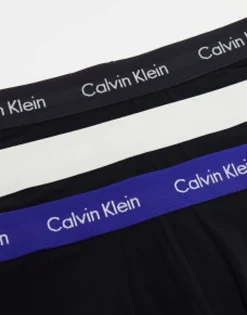 Calvin Klein 3-Pack Low Rise Trunks With Coloured Waistband In