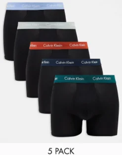 Calvin Klein 5-Pack Trunks With Coloured Waistband In