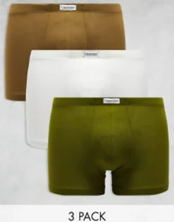 Calvin Klein Pure Cotton 3 Pack Stretch Trunks In Multi